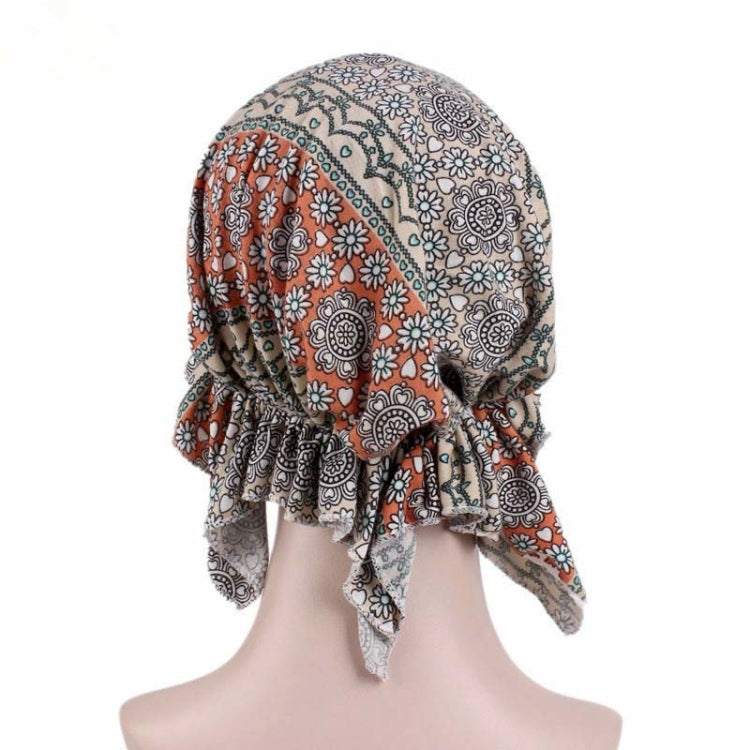 Stretch Cotton Printed Turban Cap Chemotherapy Cap Toe Cap