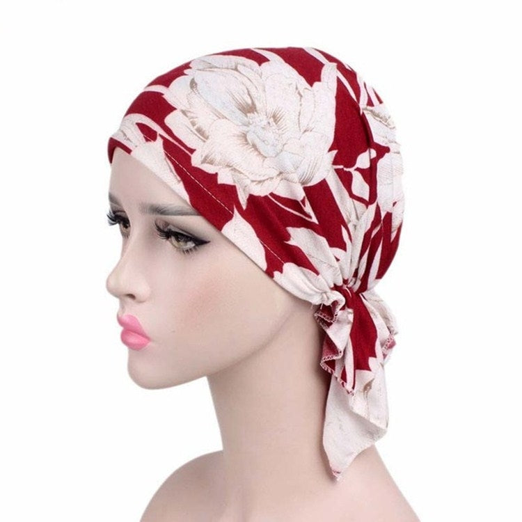 Stretch Cotton Printed Turban Cap Chemotherapy Cap Toe Cap