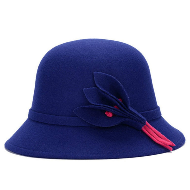 Autumn and Winter Ladies Pot Cap Woolen Top Hat with Flower Decoration