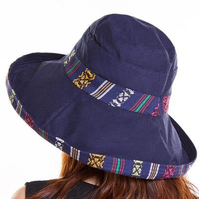 Summer Ladies National Style Double-sided Wearable Beach Hats Big Edge Sunhat