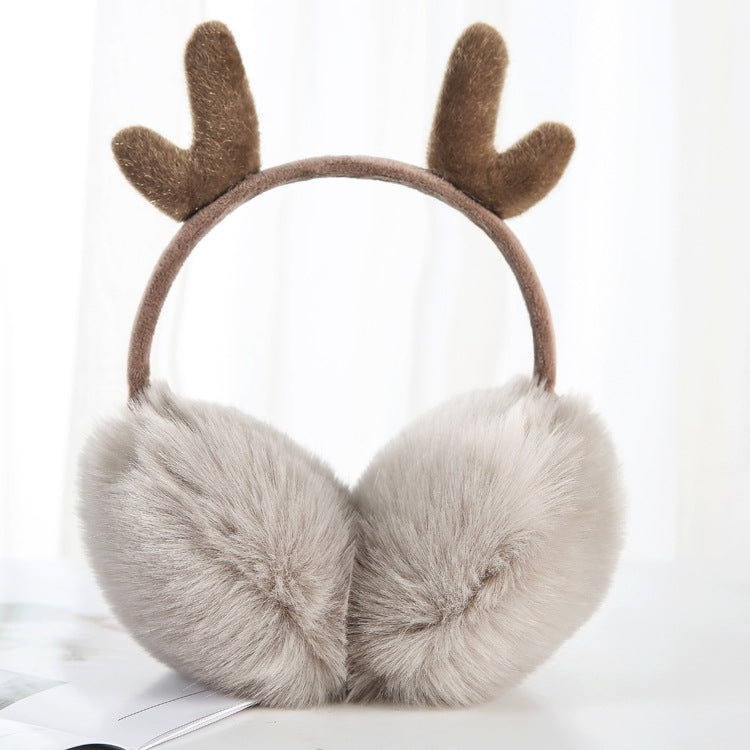 Antler Plush Earmuffs Winter Warm Fashion Retractable Ear Warmer