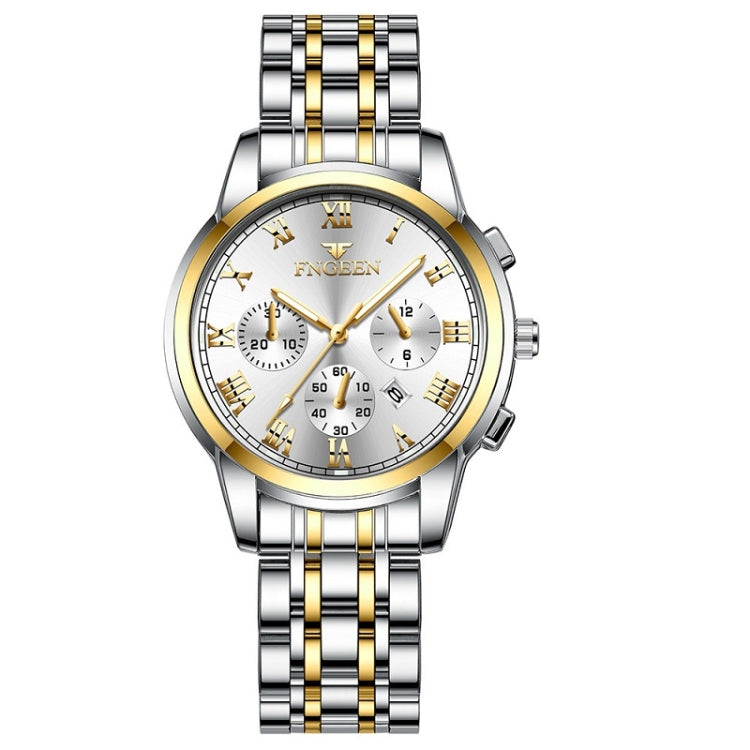 FNGEEN 4006 Ladies Quartz Watch Fashion Luminous Date Display Watch — Gold White Surface