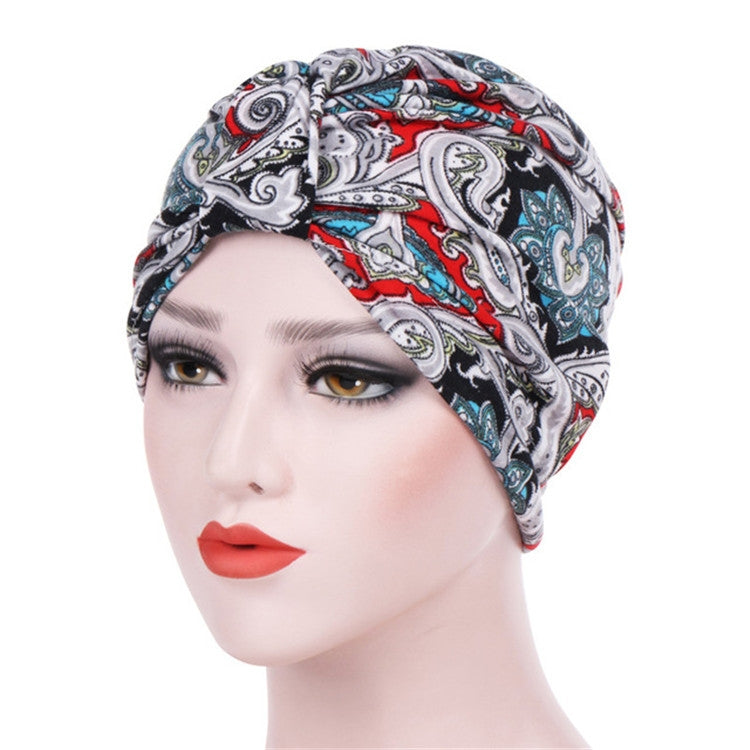 Women Floral Cotton Turban Hat Wrap Cap