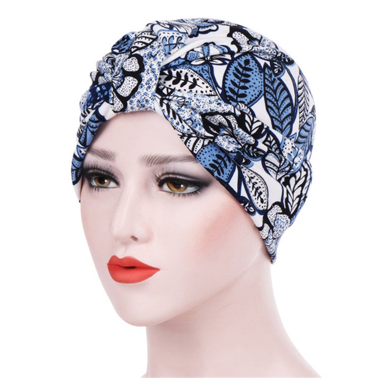 Women Floral Cotton Turban Hat Wrap Cap