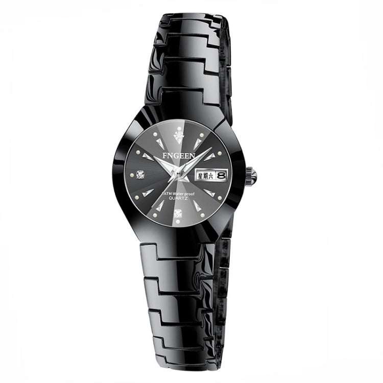 FNGEEN 5808 Women Fashion Steel Strap Quartz Watch Couple Watch — Black Steel Black Surface