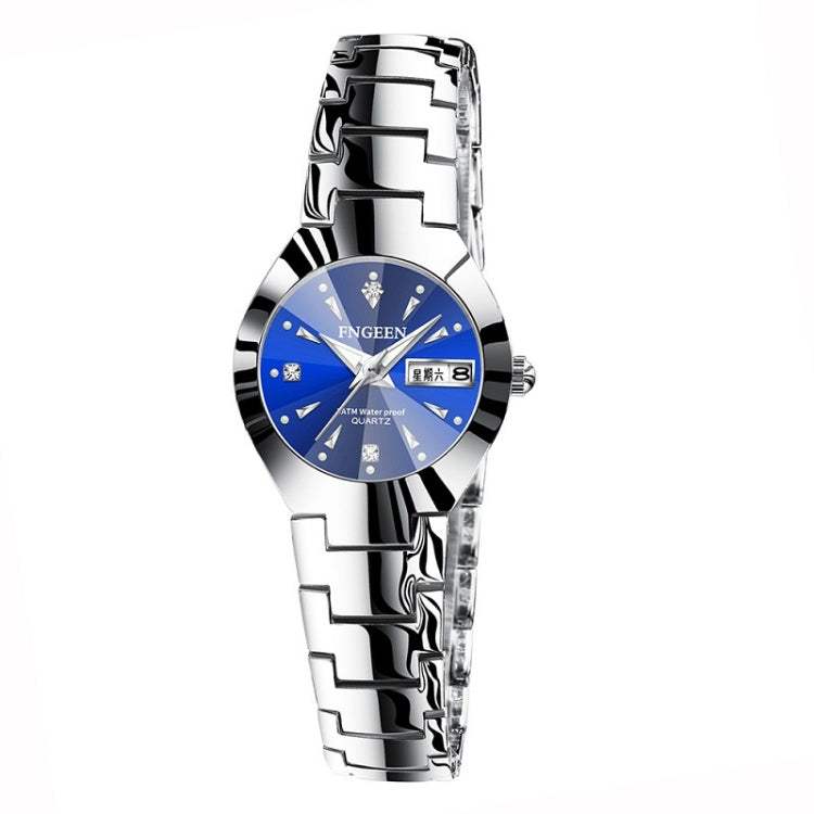 FNGEEN 5808 Women Fashion Steel Strap Quartz Watch Couple Watch — Stainless Steel Blue Surface