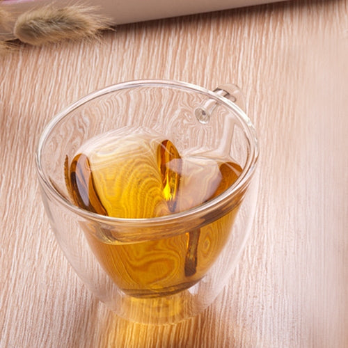 Heart Shaped Double Wall Glass Mug Resistant Transparent Tea Cups — view 8