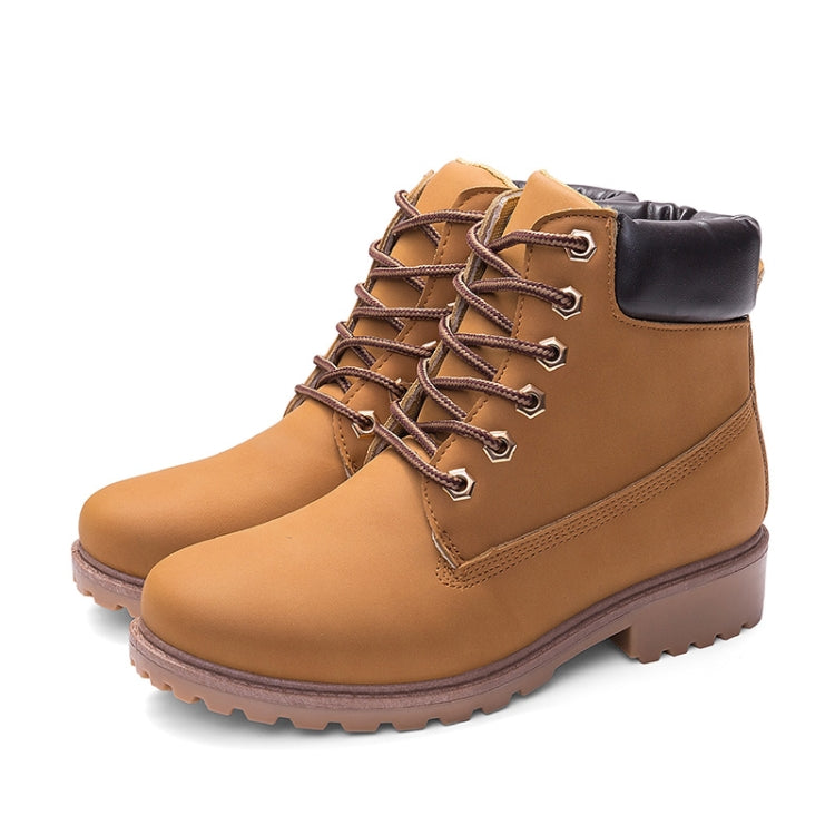 Couple Casual Big Head Warm Shoes Martin Boots — Brown
