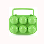 Portable Handle 6 Eggs Plastic Container Egg Storage Box Case — 6 Eggs Green