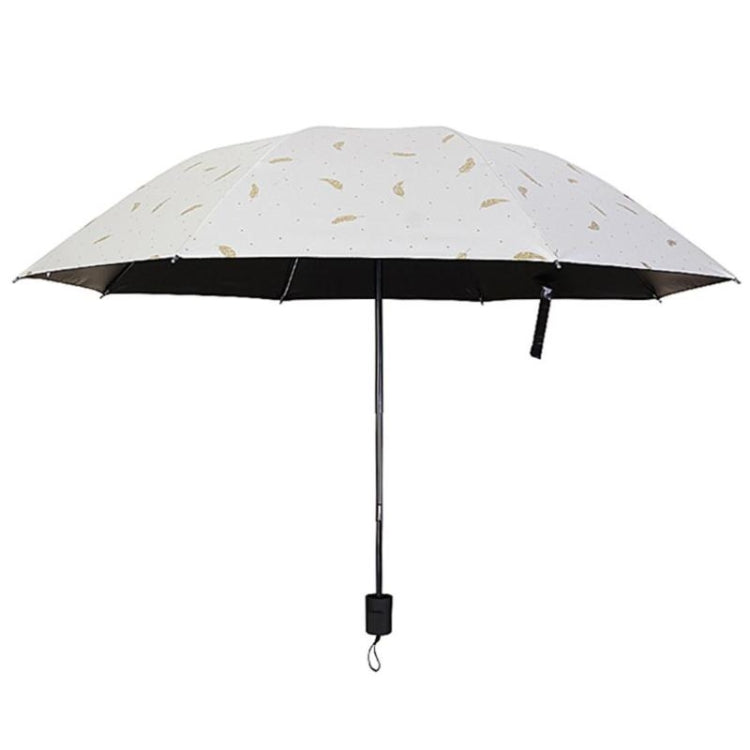 Feather Pattern Umbrella Dual-Use Three Folding Manual Control Portable Sunscreen Rain Umbrellas Windproof Parasol
