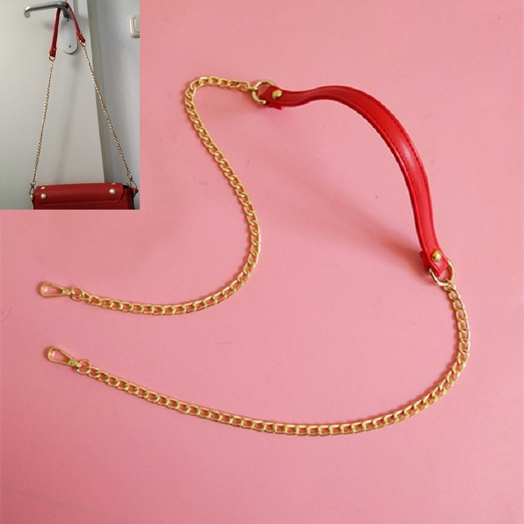 Women Bag PU Leather Chain Long Shoulder Strap Bag Accessories — Purple Red