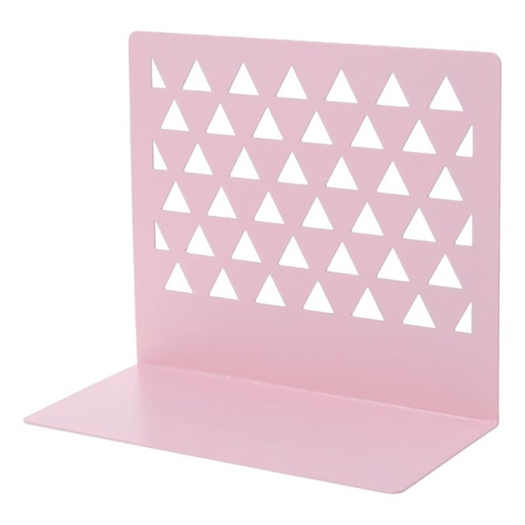 Metal Triangular Hollow Desktop Organizer Bookends Support Stand Holder Shelf Bookrack Home Office Supplies