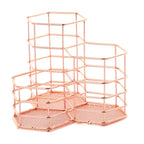 Desk Hexagon Iron Hollow Makeup Brush Organizer Stationery Storage Container Hexagonal Penholder, Pen Cup Holder