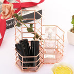 Desk Hexagon Iron Hollow Makeup Brush Organizer Stationery Storage Container Hexagonal Penholder, Pen Cup Holder