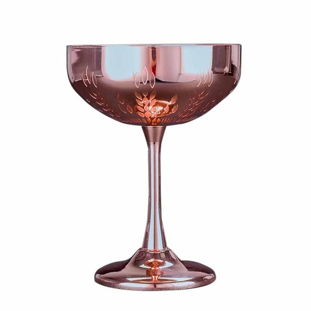 304 Stainless Steel Cup Ear Of Wheat Print Martini Goblet Wine Glass Drinkware
