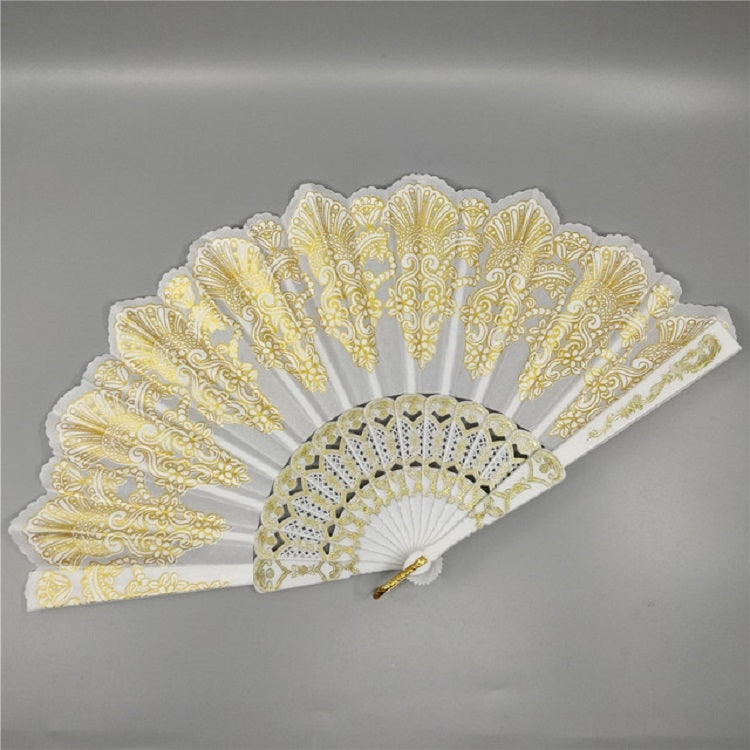 Spain Style Plastic Folding Fan Peacock Lace Fan Ladies Dance Gilding Fan — Red