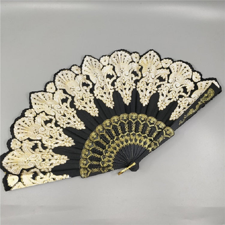 Spain Style Plastic Folding Fan Peacock Lace Fan Ladies Dance Gilding Fan — view 11