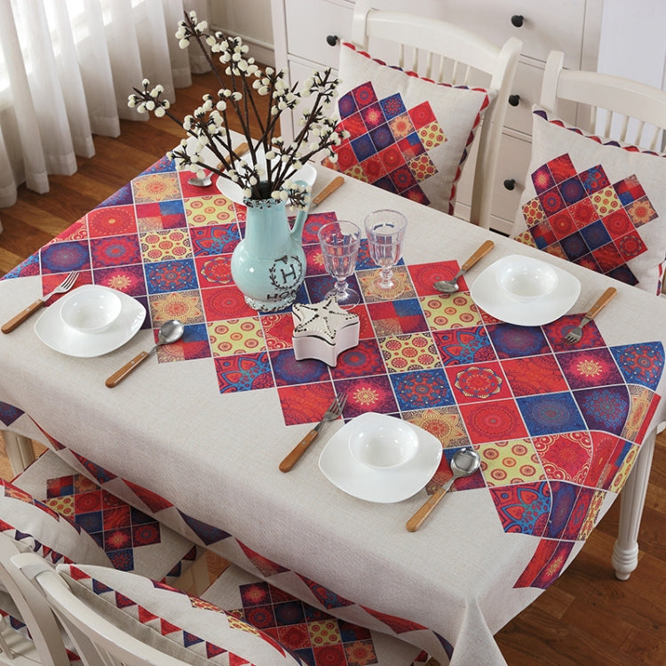 Retro Pattern Linen Table Cloth For Dinner Home Decor Dustproof Table Cover
