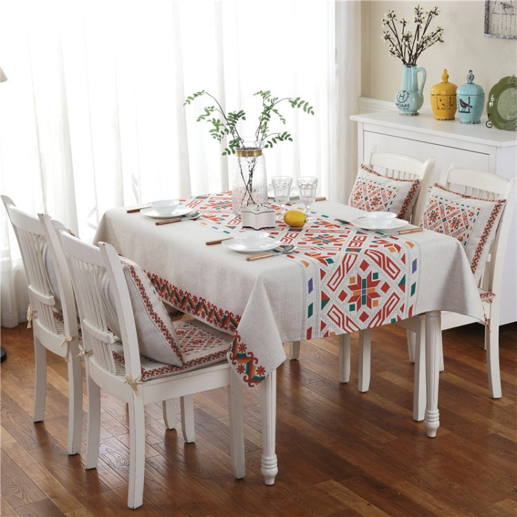 Retro Pattern Linen Table Cloth For Dinner Home Decor Dustproof Table Cover