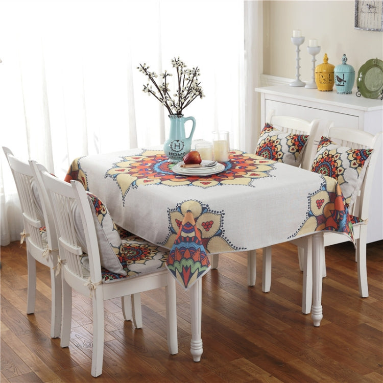 Retro Pattern Linen Table Cloth For Dinner Home Decor Dustproof Table Cover