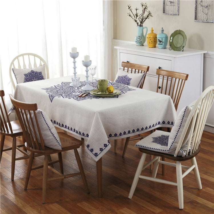 Retro Pattern Linen Table Cloth For Dinner Home Decor Dustproof Table Cover