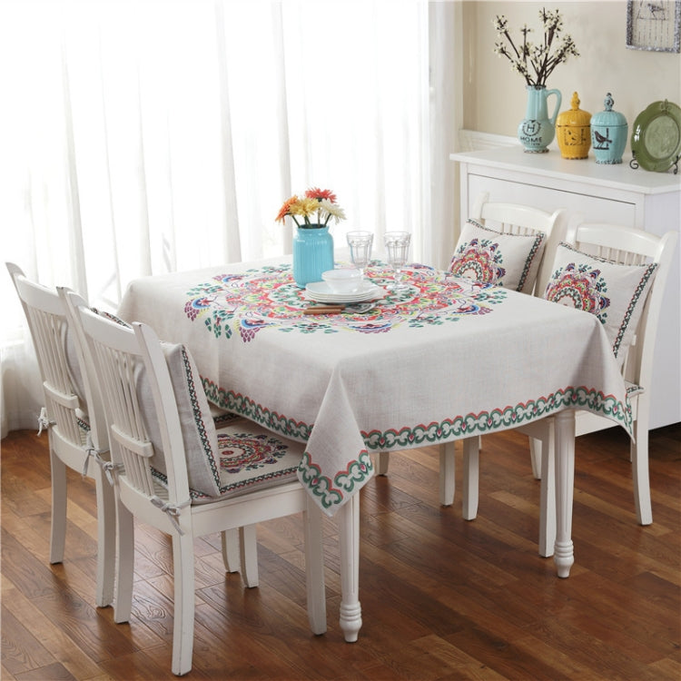 Retro Pattern Linen Table Cloth For Dinner Home Decor Dustproof Table Cover