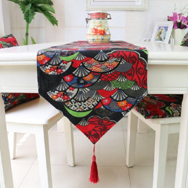 Ethnic Style Cotton and Linen Table Flag Printed Double Dining Table Placemat