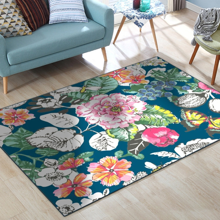 Country Flower Butterfly Door Mat Non-slip Floor Carpet — 100x160cm