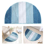 Stripe Pattern Non Slip Microfiber Semi Elliptical Kitchen Dining Room Mat