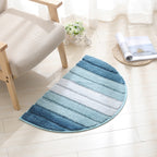 Stripe Pattern Non Slip Microfiber Semi Elliptical Kitchen Dining Room Mat — 50x80cm