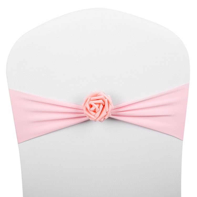 Chair Sashes Bows Decor Elastic Spandex Chair Sash with Pink Flower Stretch Chair Band Wedding Decoration — TBD0324618401G