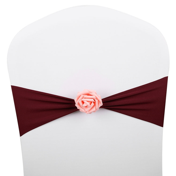 Chair Sashes Bows Decor Elastic Spandex Chair Sash with Pink Flower Stretch Chair Band Wedding Decoration — TBD0324618401I