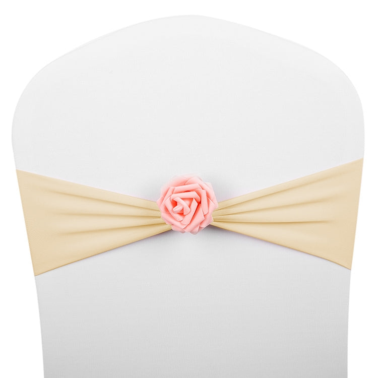 Chair Sashes Bows Decor Elastic Spandex Chair Sash with Pink Flower Stretch Chair Band Wedding Decoration — TBD0324618401K
