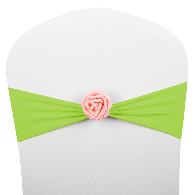 Chair Sashes Bows Decor Elastic Spandex Chair Sash with Pink Flower Stretch Chair Band Wedding Decoration — TBD0324618401L