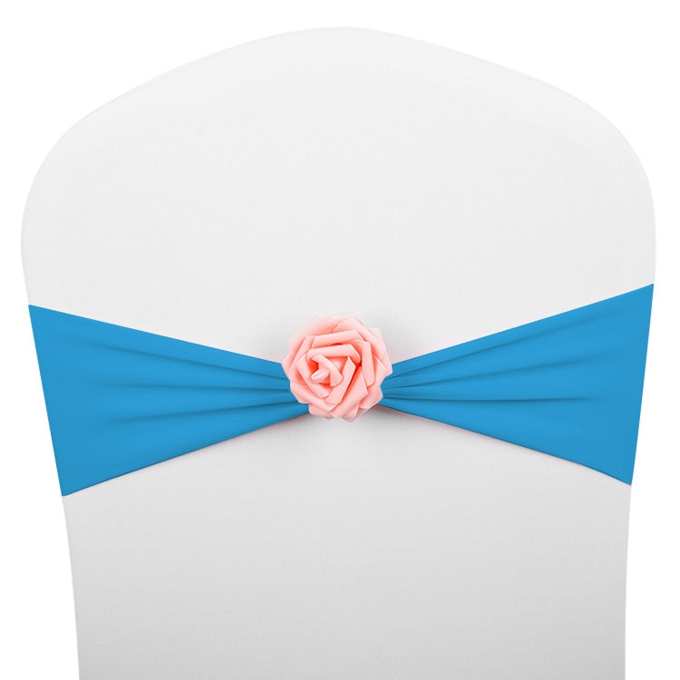 Chair Sashes Bows Decor Elastic Spandex Chair Sash with Pink Flower Stretch Chair Band Wedding Decoration — TBD0324618401N