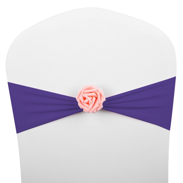 Chair Sashes Bows Decor Elastic Spandex Chair Sash with Pink Flower Stretch Chair Band Wedding Decoration — view 17