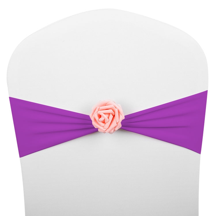Chair Sashes Bows Decor Elastic Spandex Chair Sash with Pink Flower Stretch Chair Band Wedding Decoration — view 18