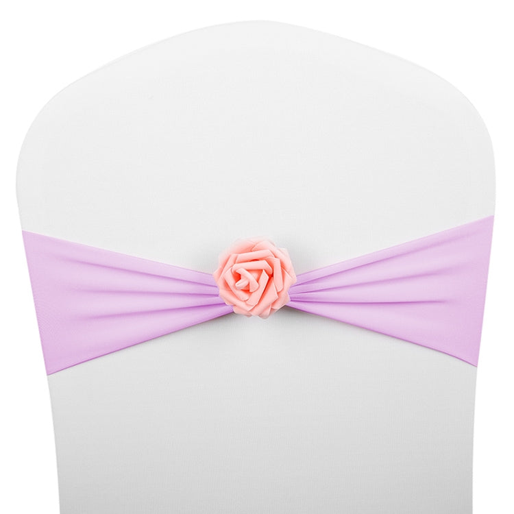 Chair Sashes Bows Decor Elastic Spandex Chair Sash with Pink Flower Stretch Chair Band Wedding Decoration — view 19