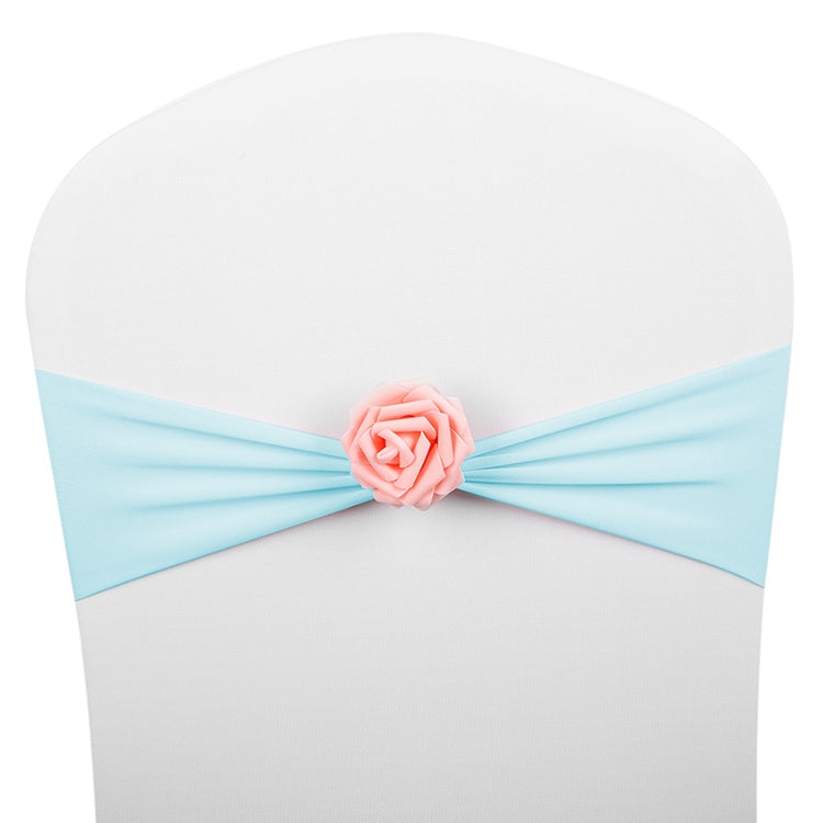 Chair Sashes Bows Decor Elastic Spandex Chair Sash with Pink Flower Stretch Chair Band Wedding Decoration — view 20