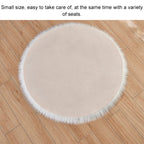 Long Plush Round Carpet Living Room Decoration Imitation Wool Carpet Mat — Light Blue