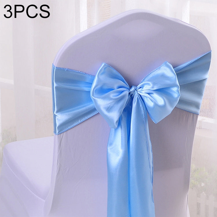 3 PCS Satin Fabric Chair Bows Wedding Chairs Knot Decoration — TBD0324634801G