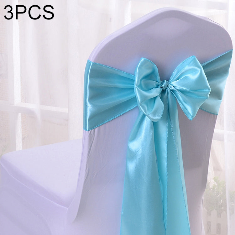 3 PCS Satin Fabric Chair Bows Wedding Chairs Knot Decoration — TBD0324634801H
