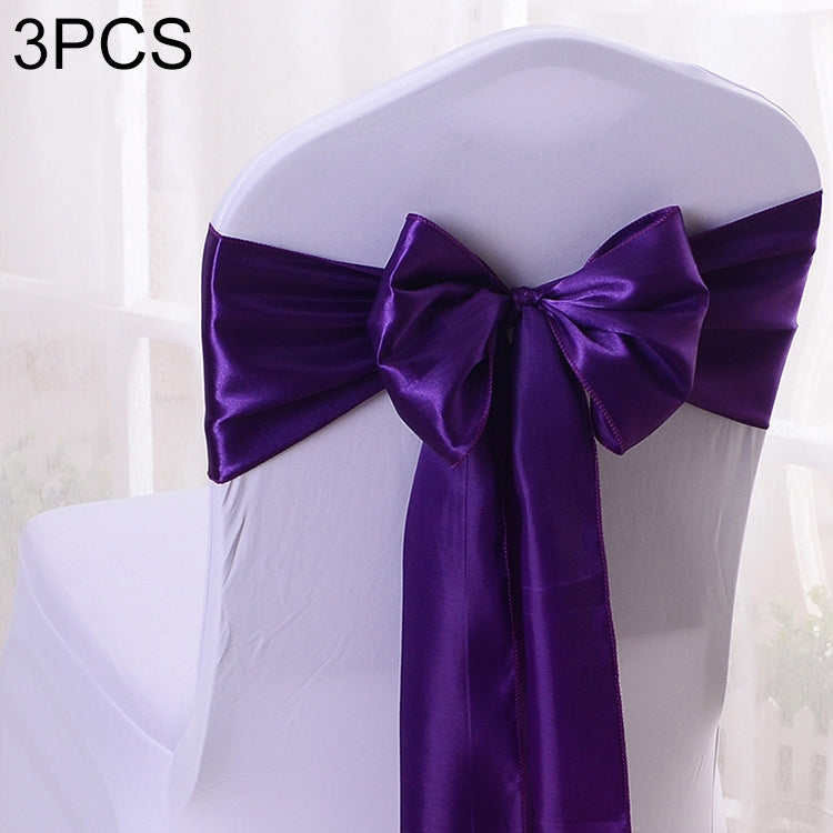 3 PCS Satin Fabric Chair Bows Wedding Chairs Knot Decoration — TBD0324634801J