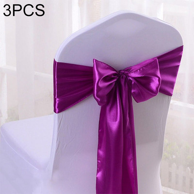 3 PCS Satin Fabric Chair Bows Wedding Chairs Knot Decoration — TBD0324634801O