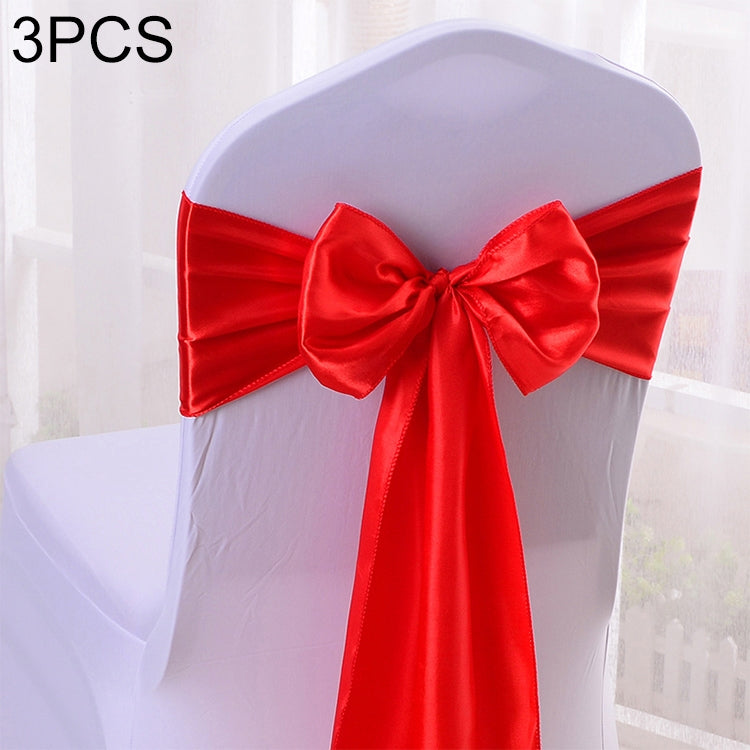 3 PCS Satin Fabric Chair Bows Wedding Chairs Knot Decoration — view 17
