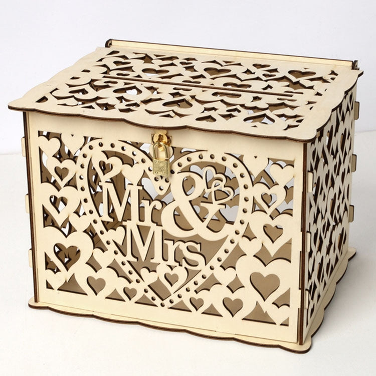 DIY Wooden Beautiful Wedding Card Box Gift Decoration Box — view 4