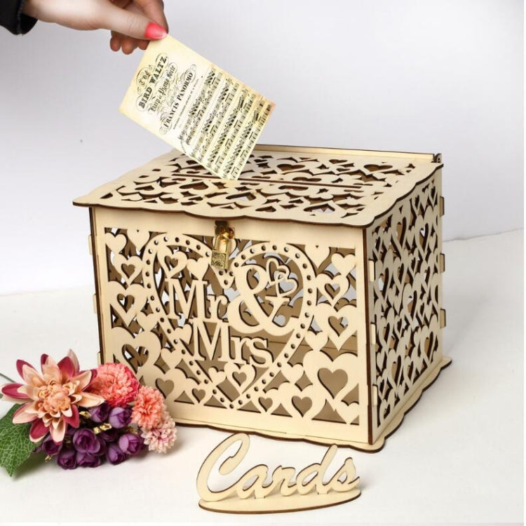 DIY Wooden Beautiful Wedding Card Box Gift Decoration Box — view 5