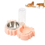 Pet Supplies Automatic Waterer Dog Cat Food Double Bowl — Pink