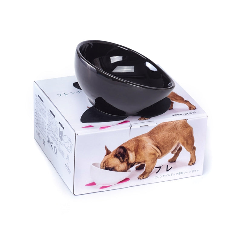 Pet Dog Ceramic Universal Non-slip Food Bowl Feeder — White Bowl + Red Mat