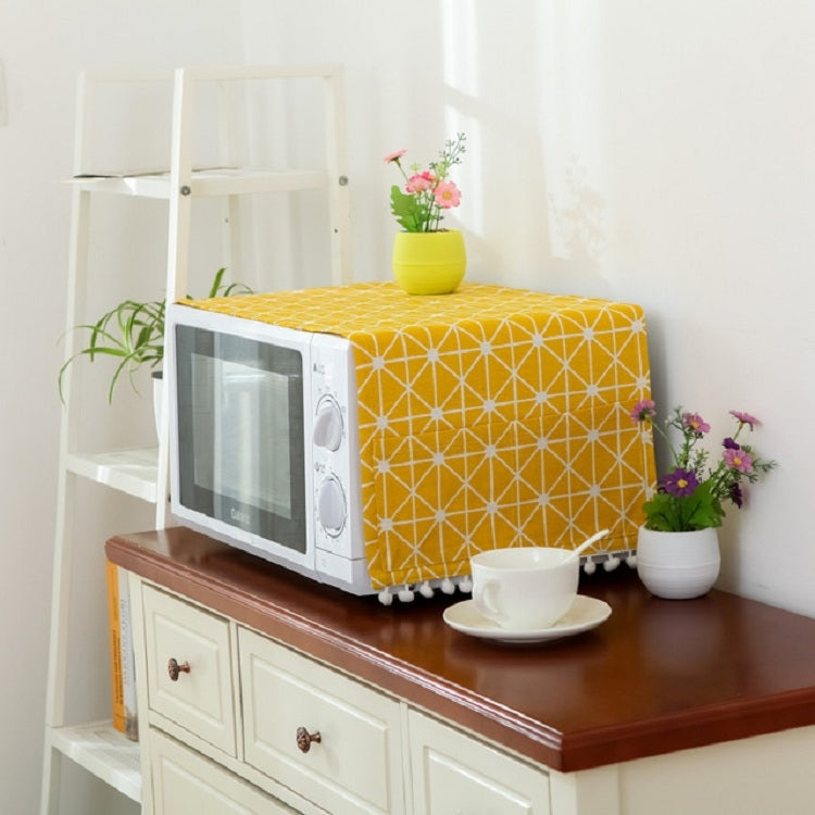 Cotton Linen Universal Microwave Oven Dustproof Storage Cover — Grey Triangle